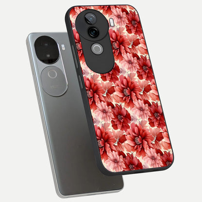  Crimson Love Petals phone case for iQOO Z9s showing premium glass back cover with detailed artwork