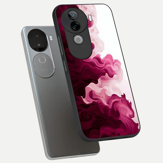  Crimson Wave Flow phone case for iQOO Z9s showing premium glass back cover with detailed artwork