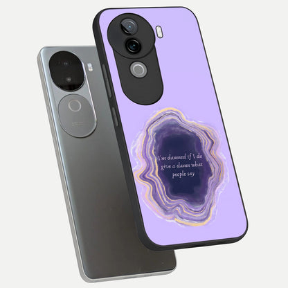  Damned People Quote phone case for iQOO Z9s showing premium glass back cover with detailed artwork