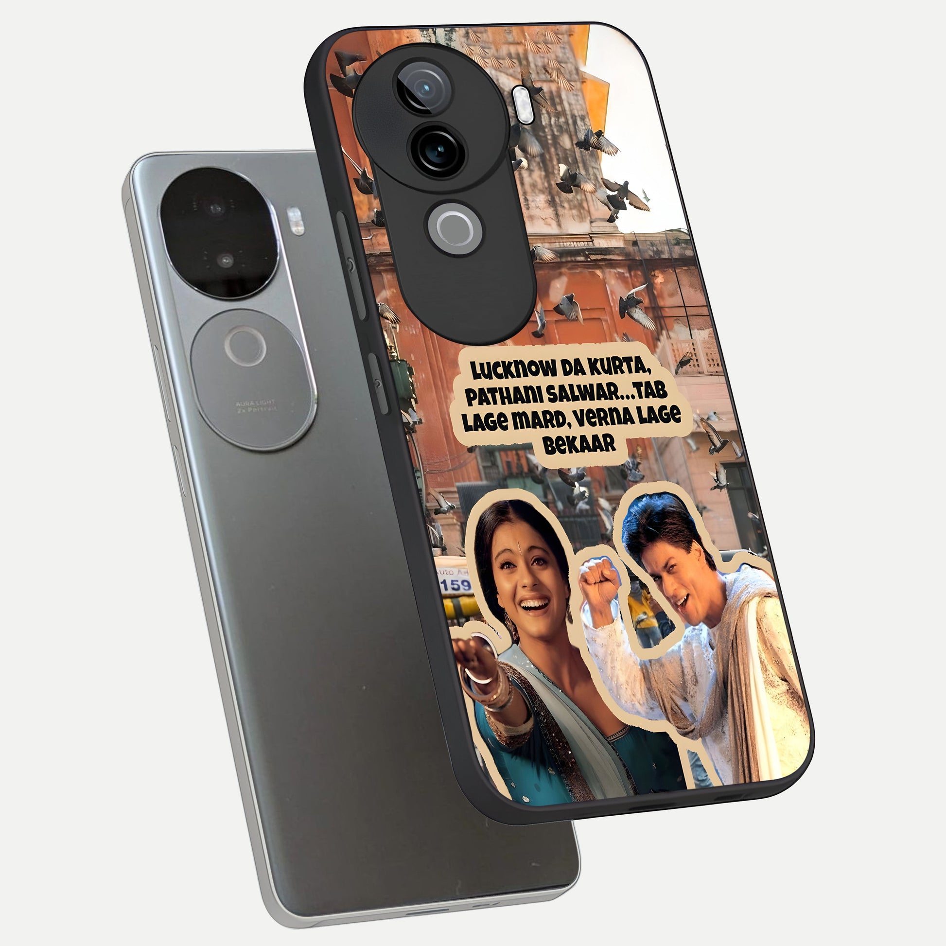  Desi Retro Vibes phone case for iQOO Z9s showing premium glass back cover with detailed artwork