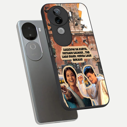  Desi Retro Vibes phone case for iQOO Z9s showing premium glass back cover with detailed artwork