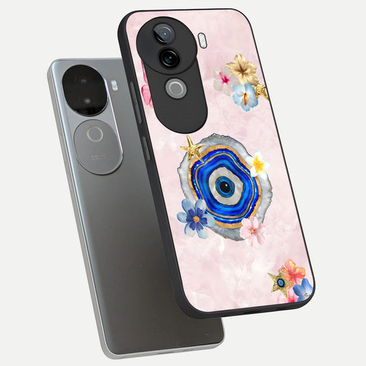  Divine Aura Bloom phone case for iQOO Z9s showing premium glass back cover with detailed artwork