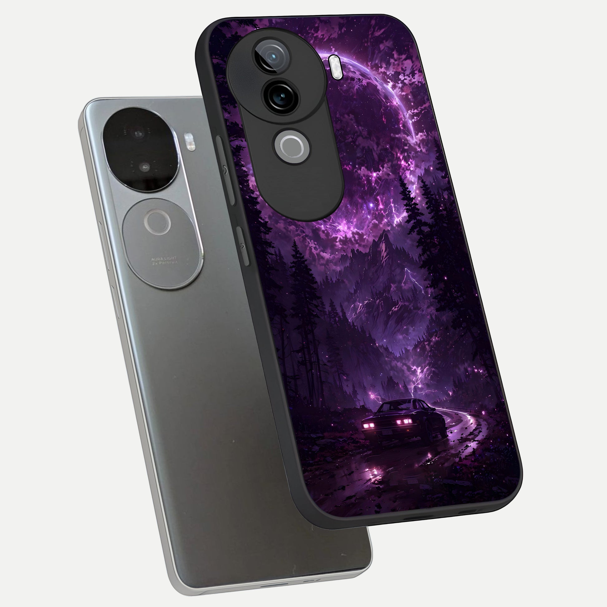  Eternal Cosmic Drive phone case for iQOO Z9s showing premium glass back cover with detailed artwork