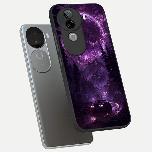  Eternal Cosmic Drive phone case for iQOO Z9s showing premium glass back cover with detailed artwork