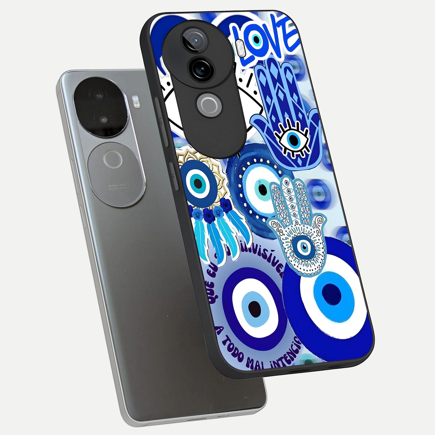  Evil Eyes Dream phone case for iQOO Z9s showing premium glass back cover with detailed artwork