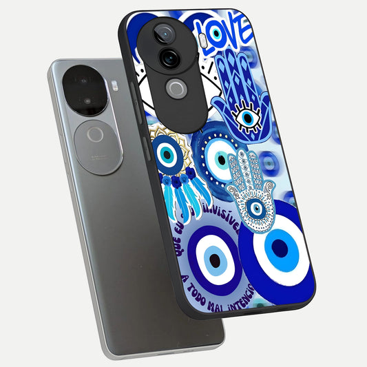  Evil Eyes Dream phone case for iQOO Z9s showing premium glass back cover with detailed artwork