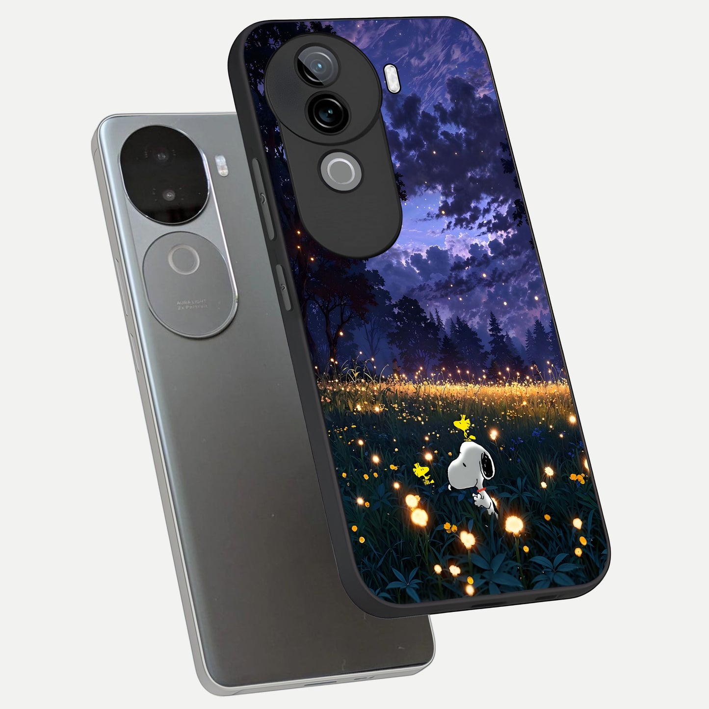  Firefly Meadow Magic phone case for iQOO Z9s showing premium glass back cover with detailed artwork