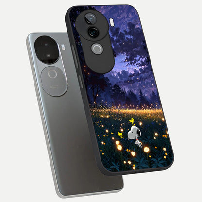  Firefly Meadow Magic phone case for iQOO Z9s showing premium glass back cover with detailed artwork