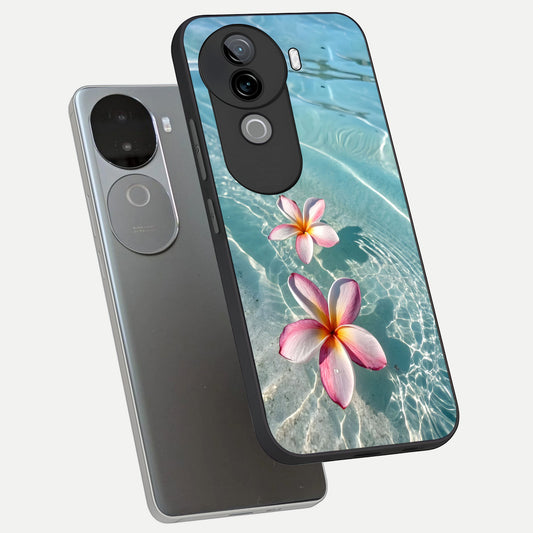  Floating Bloom Bliss phone case for iQOO Z9s showing premium glass back cover with detailed artwork
