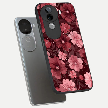 Flower Blush Bloom phone case for iQOO Z9s showing premium glass back cover with detailed artwork