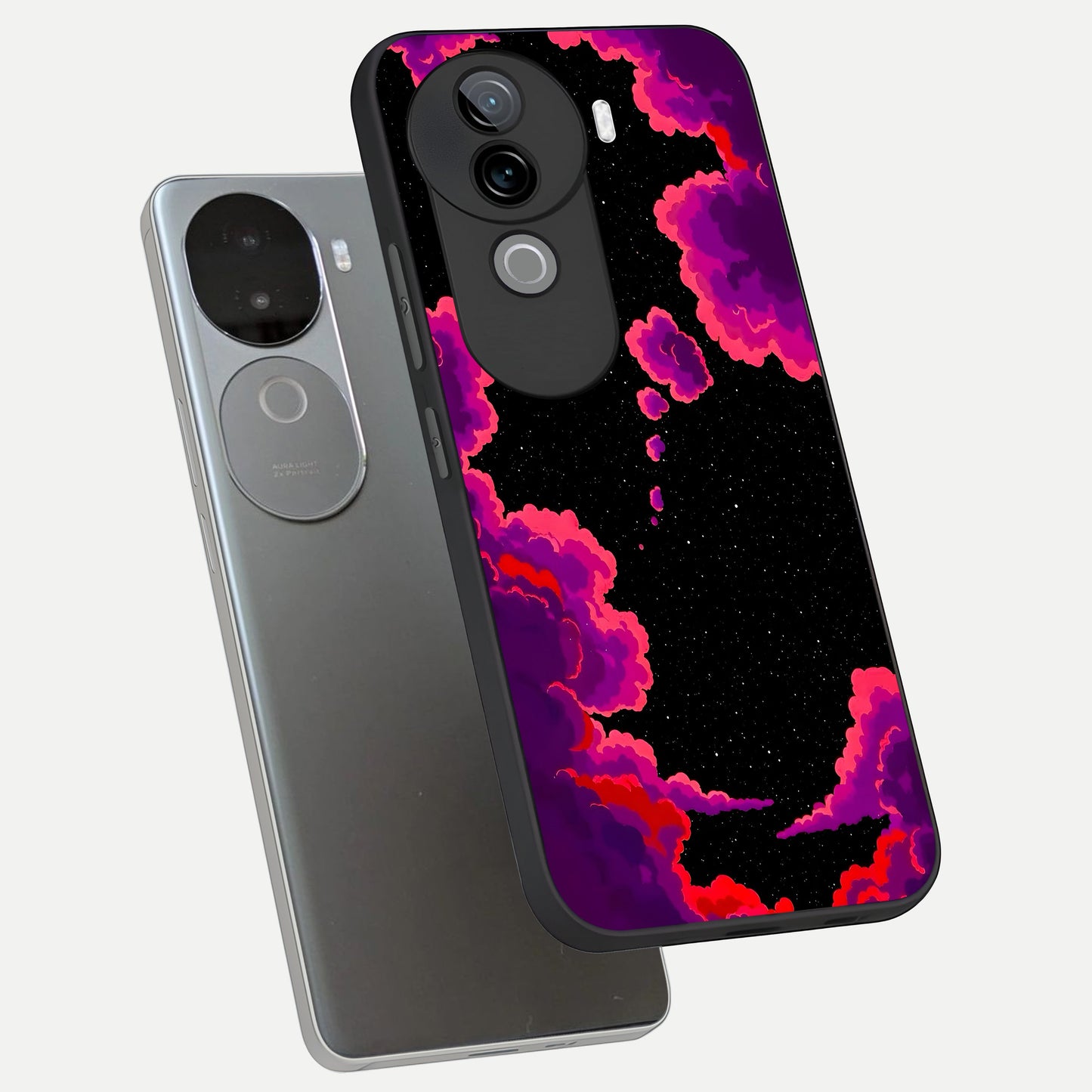  Galaxy Dream Frame phone case for iQOO Z9s showing premium glass back cover with detailed artwork