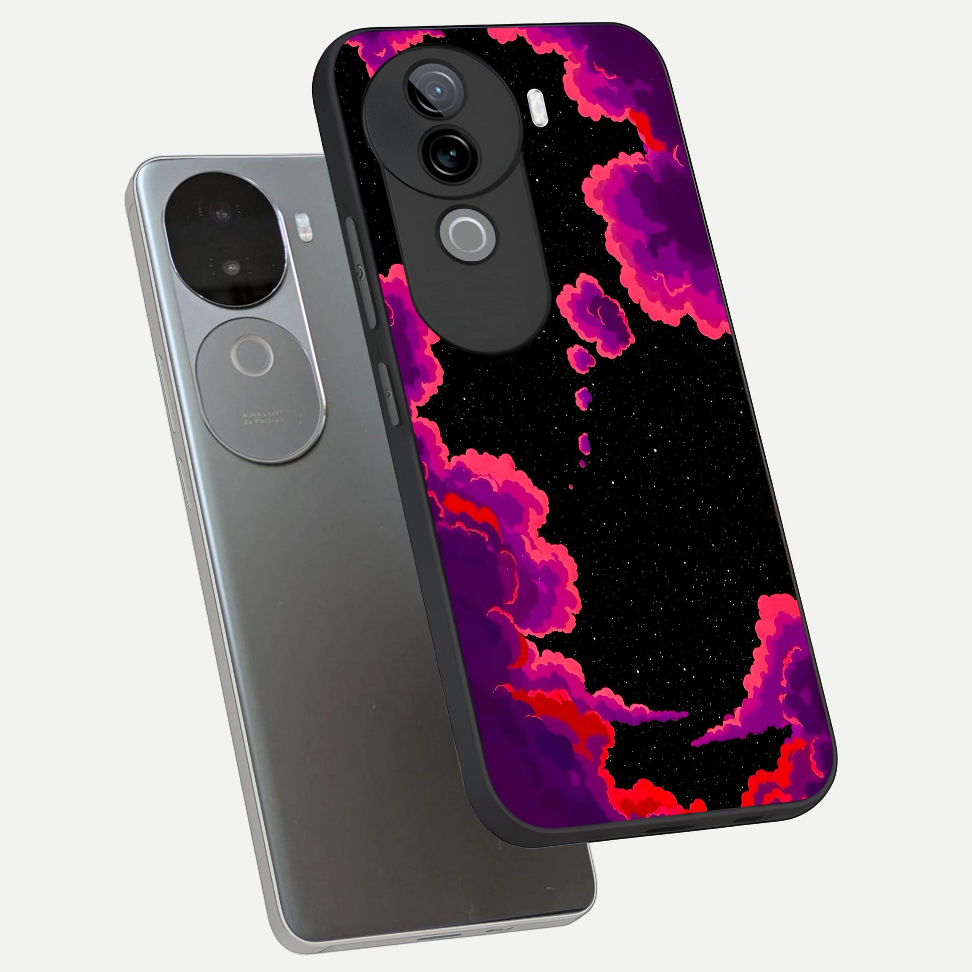  Galaxy Dream Frame phone case for iQOO Z9s showing premium glass back cover with detailed artwork