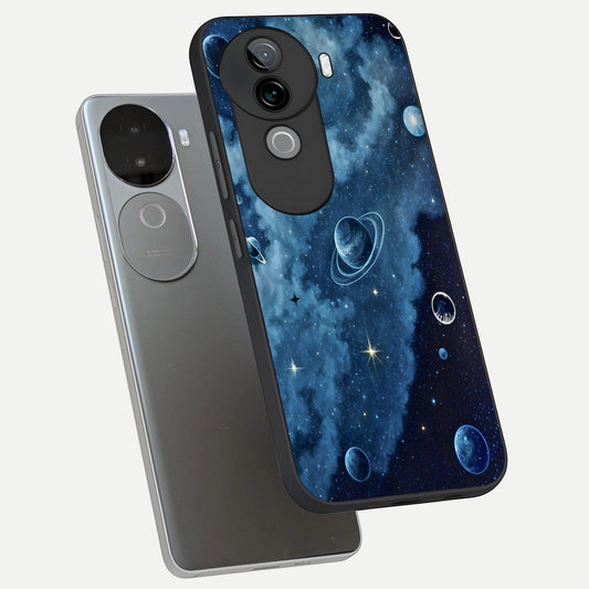  Galaxy Dream Space phone case for iQOO Z9s showing premium glass back cover with detailed artwork