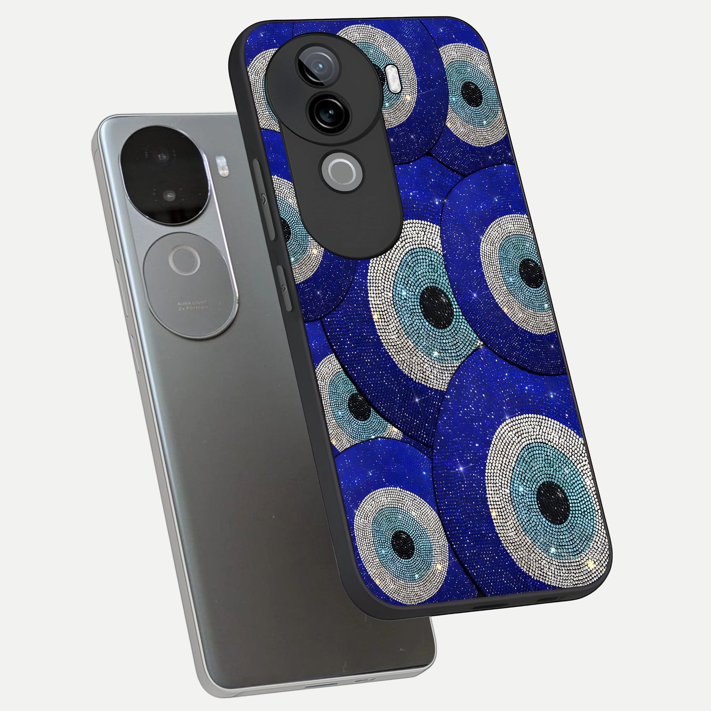  Galaxy Eye Flow phone case for iQOO Z9s showing premium glass back cover with detailed artwork