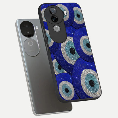 Galaxy Eye Flow phone case for iQOO Z9s showing premium glass back cover with detailed artwork