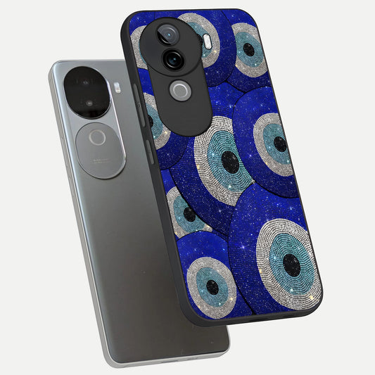  Galaxy Eye Flow phone case for iQOO Z9s showing premium glass back cover with detailed artwork