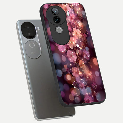  Glowing Petal Bliss phone case for iQOO Z9s showing premium glass back cover with detailed artwork