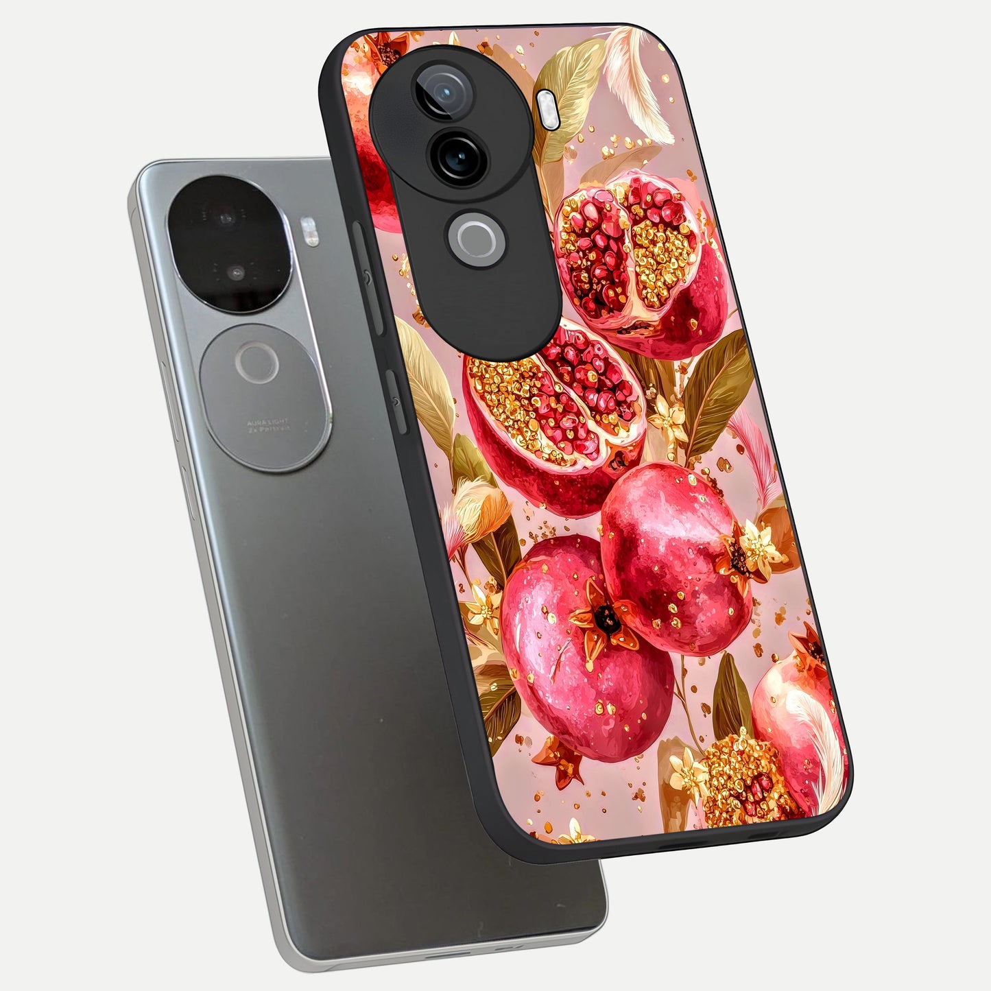  Golden Bloom Glow phone case for iQOO Z9s showing premium glass back cover with detailed artwork