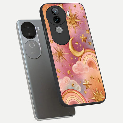  Golden Celestial Dreams phone case for iQOO Z9s showing premium glass back cover with detailed artwork