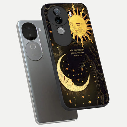  Golden Lunar Love phone case for iQOO Z9s showing premium glass back cover with detailed artwork