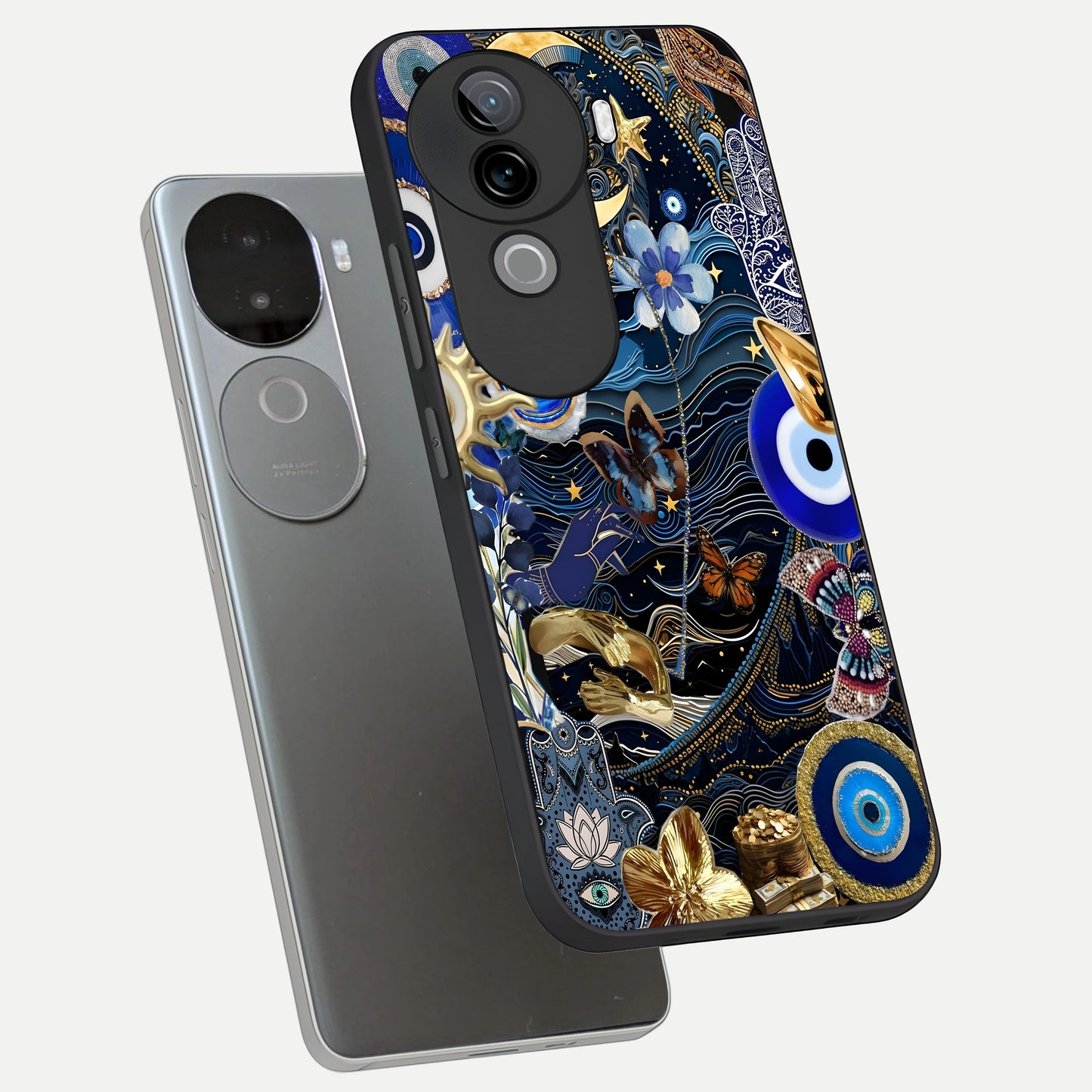  Golden Moon Magic phone case for iQOO Z9s showing premium glass back cover with detailed artwork