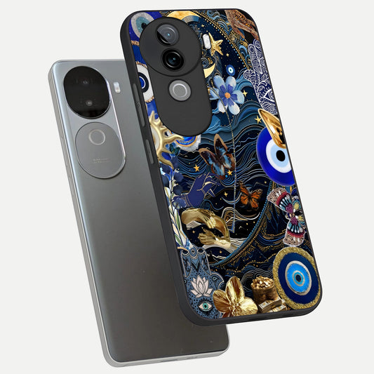  Golden Moon Magic phone case for iQOO Z9s showing premium glass back cover with detailed artwork