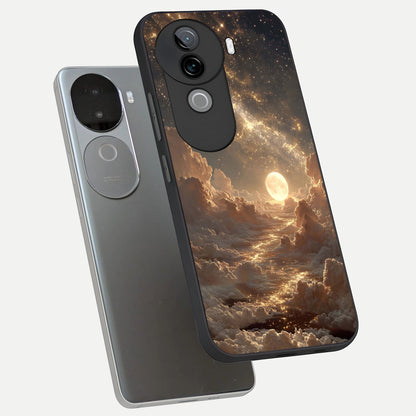  Golden Sky Dream phone case for iQOO Z9s showing premium glass back cover with detailed artwork
