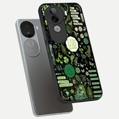  Green Mandala Pattern phone case for iQOO Z9s showing premium glass back cover with detailed artwork