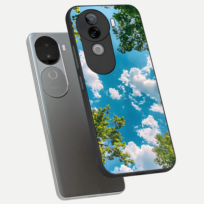  Green Moon Energy phone case for iQOO Z9s showing premium glass back cover with detailed artwork