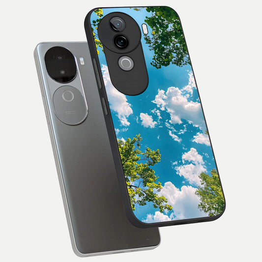  Green Moon Energy phone case for iQOO Z9s showing premium glass back cover with detailed artwork