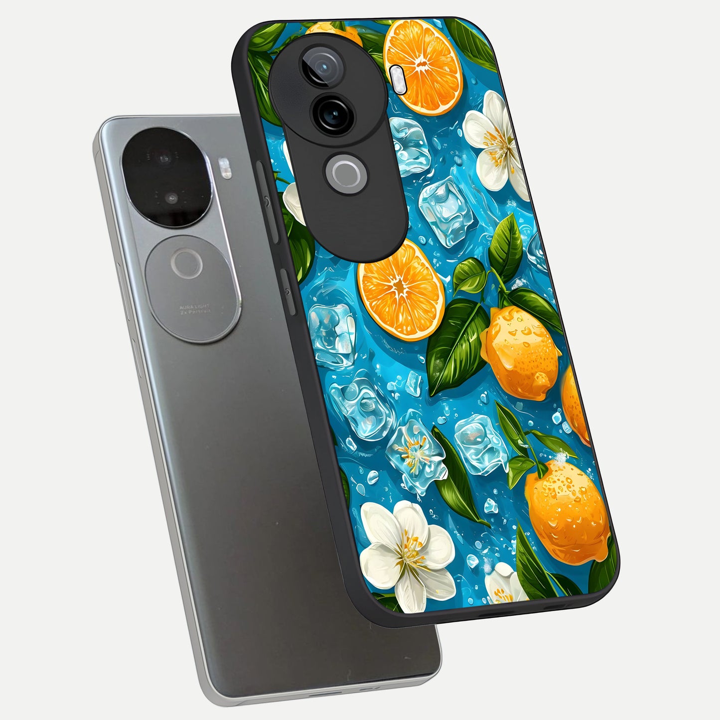  Ice Cube With Orange phone case for iQOO Z9s showing premium glass back cover with detailed artwork