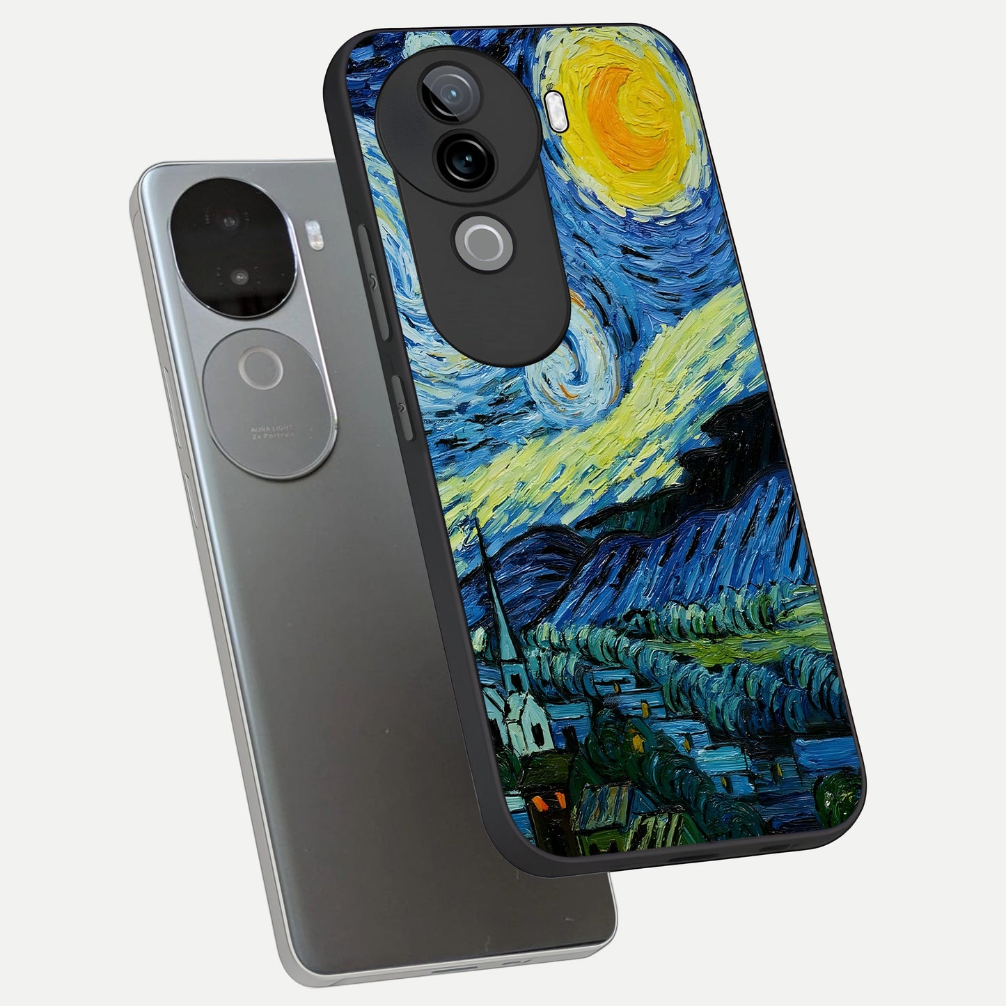  Inspired Van Gogh Art phone case for iQOO Z9s showing premium glass back cover with detailed artwork