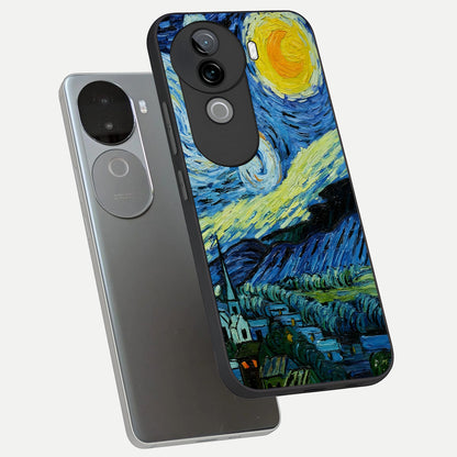  Inspired Van Gogh Art phone case for iQOO Z9s showing premium glass back cover with detailed artwork