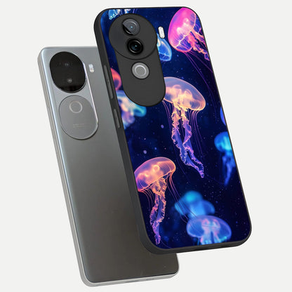  Jellyfish Pattern phone case for iQOO Z9s showing premium glass back cover with detailed artwork
