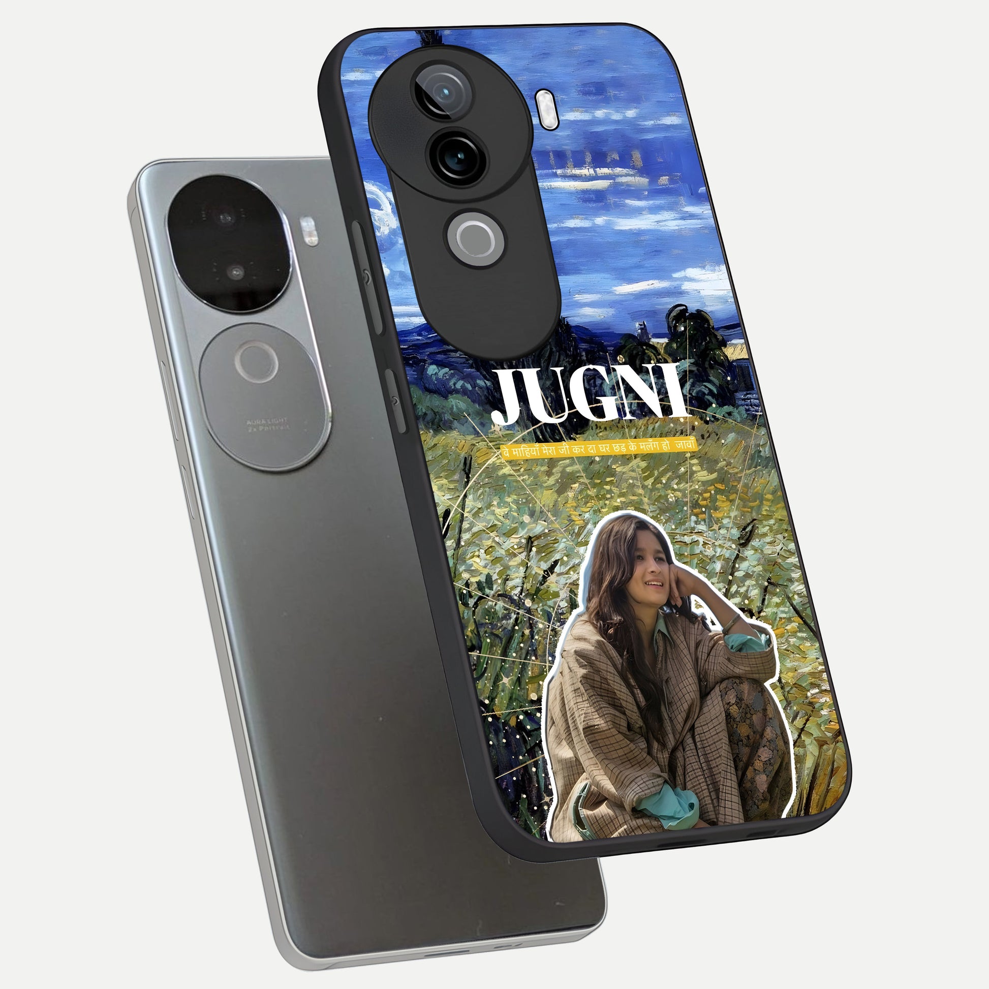  Jugni Soul Vibes phone case for iQOO Z9s showing premium glass back cover with detailed artwork