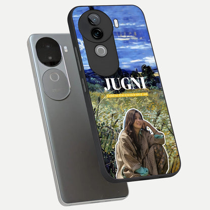  Jugni Soul Vibes phone case for iQOO Z9s showing premium glass back cover with detailed artwork