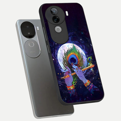  Krishna Hands Art phone case for iQOO Z9s showing premium glass back cover with detailed artwork