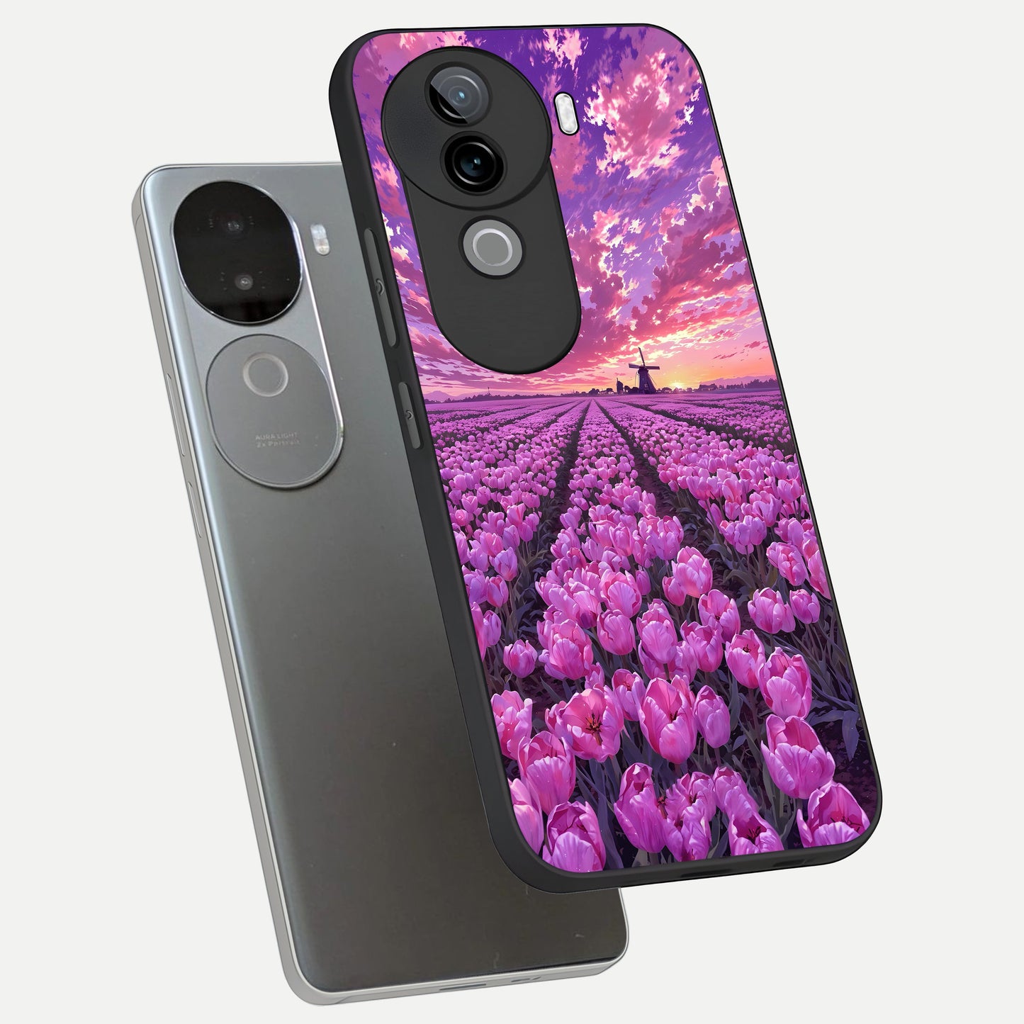 Lavender Dream Skies phone case for iQOO Z9s showing premium glass back cover with detailed artwork