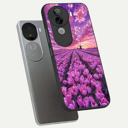  Lavender Dream Skies phone case for iQOO Z9s showing premium glass back cover with detailed artwork
