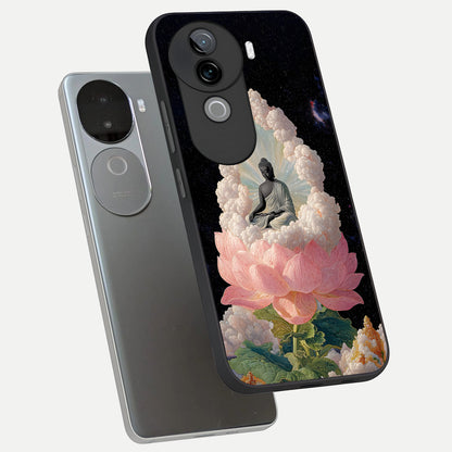  Lotus Divine Peace phone case for iQOO Z9s showing premium glass back cover with detailed artwork