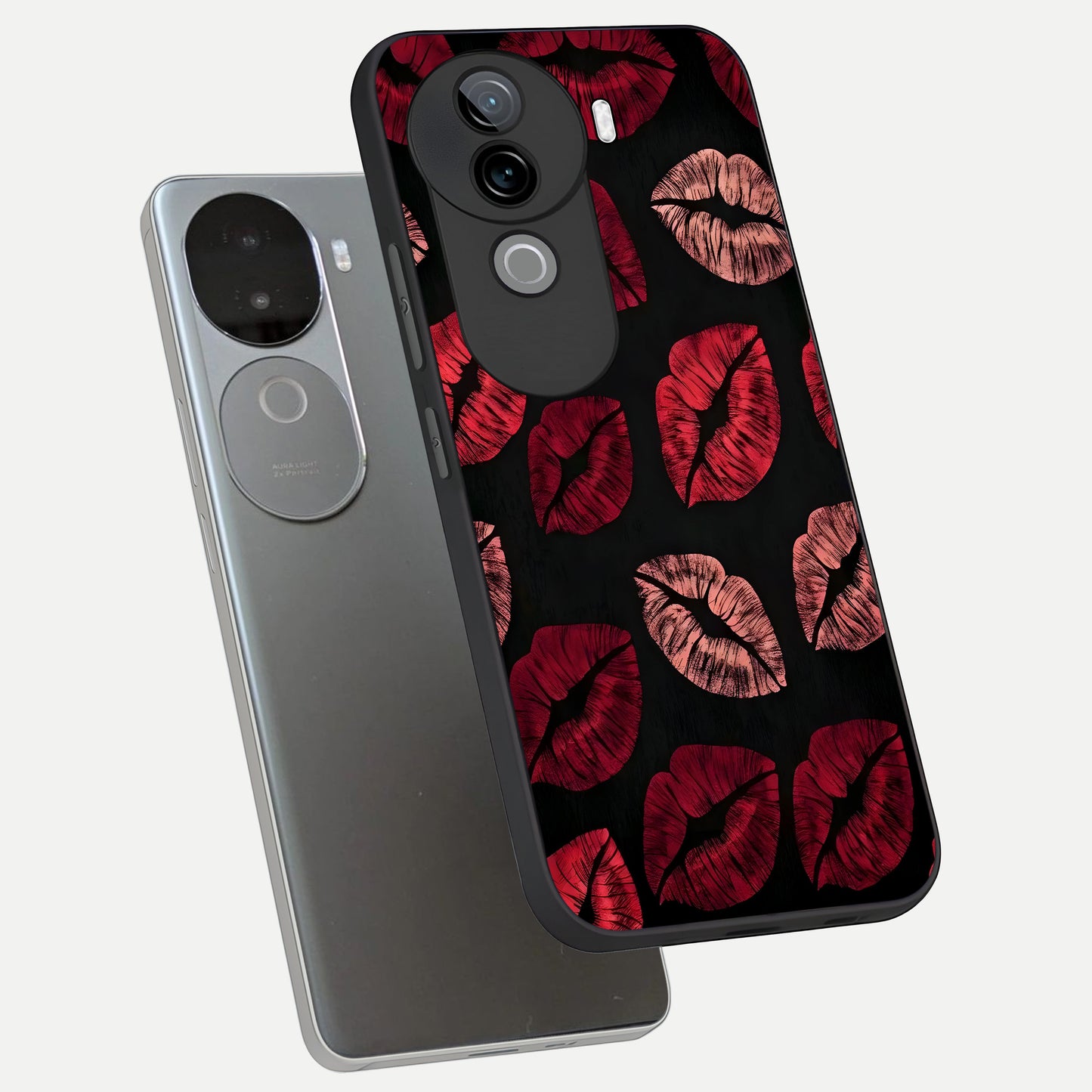  Midnight Kiss Love phone case for iQOO Z9s showing premium glass back cover with detailed artwork