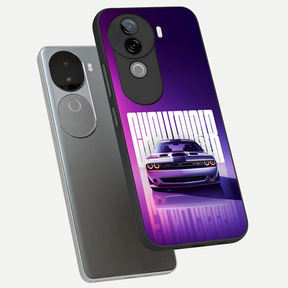  Midnight Muscle Ride phone case for iQOO Z9s showing premium glass back cover with detailed artwork