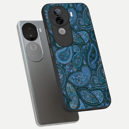  Midnight Paisley Glow phone case for iQOO Z9s showing premium glass back cover with detailed artwork
