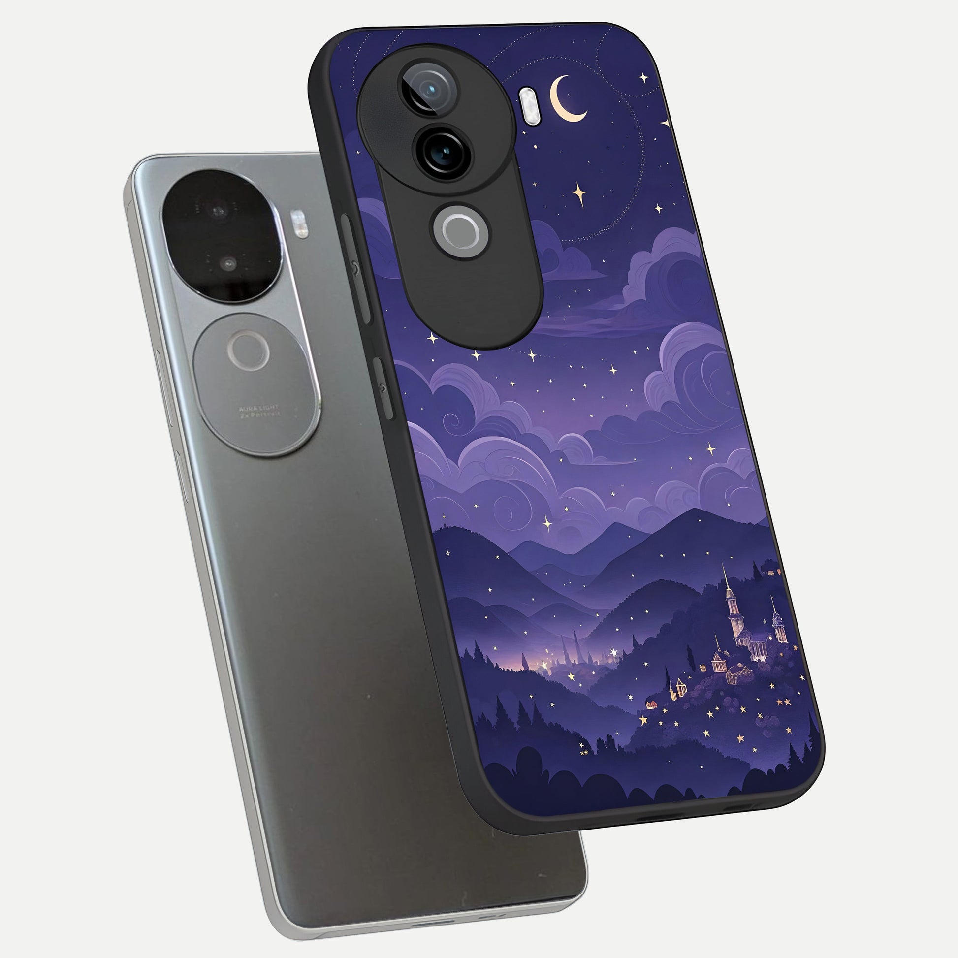  Minimal Night View phone case for iQOO Z9s showing premium glass back cover with detailed artwork