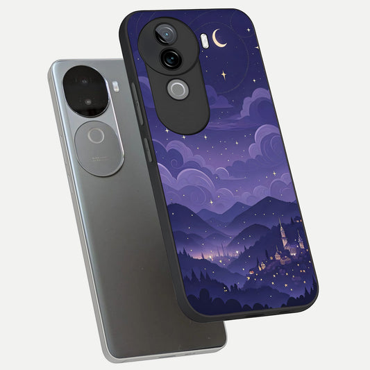  Minimal Night View phone case for iQOO Z9s showing premium glass back cover with detailed artwork