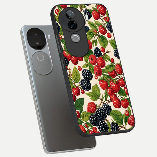  Mixed Berry Collage phone case for iQOO Z9s showing premium glass back cover with detailed artwork