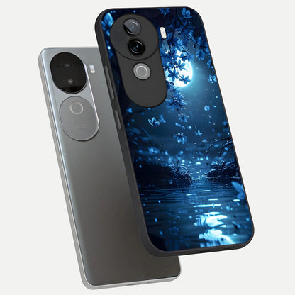  Moonlight Petal Dream phone case for iQOO Z9s showing premium glass back cover with detailed artwork