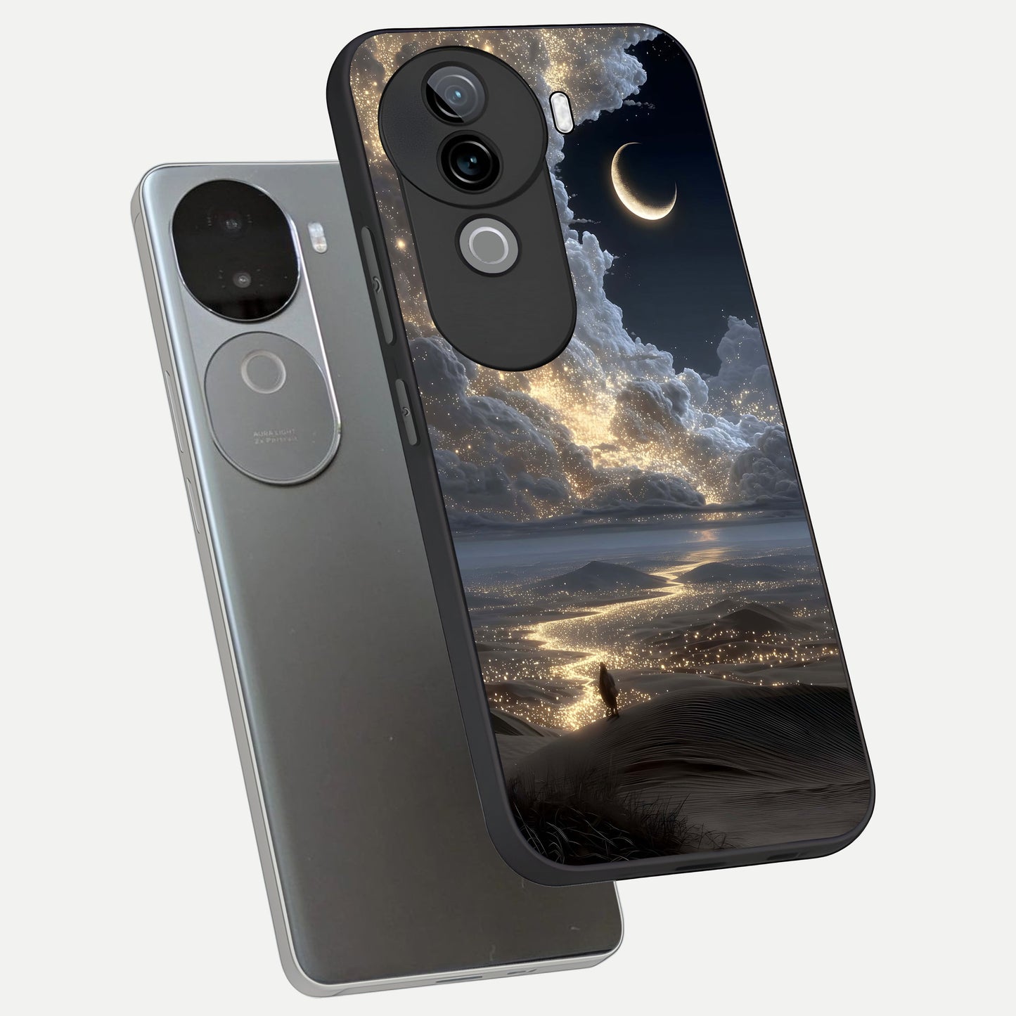  Moonlight Spark Path phone case for iQOO Z9s showing premium glass back cover with detailed artwork