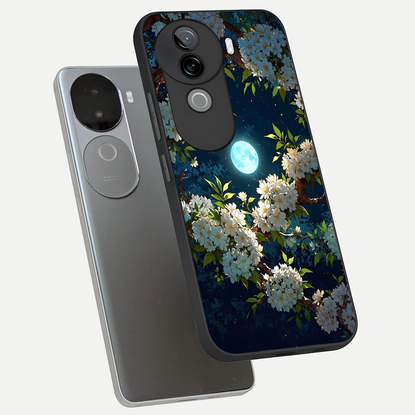  Moonlit Blossom Dream phone case for iQOO Z9s showing premium glass back cover with detailed artwork