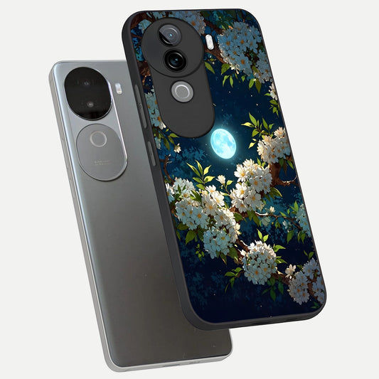  Moonlit Blossom Dream phone case for iQOO Z9s showing premium glass back cover with detailed artwork